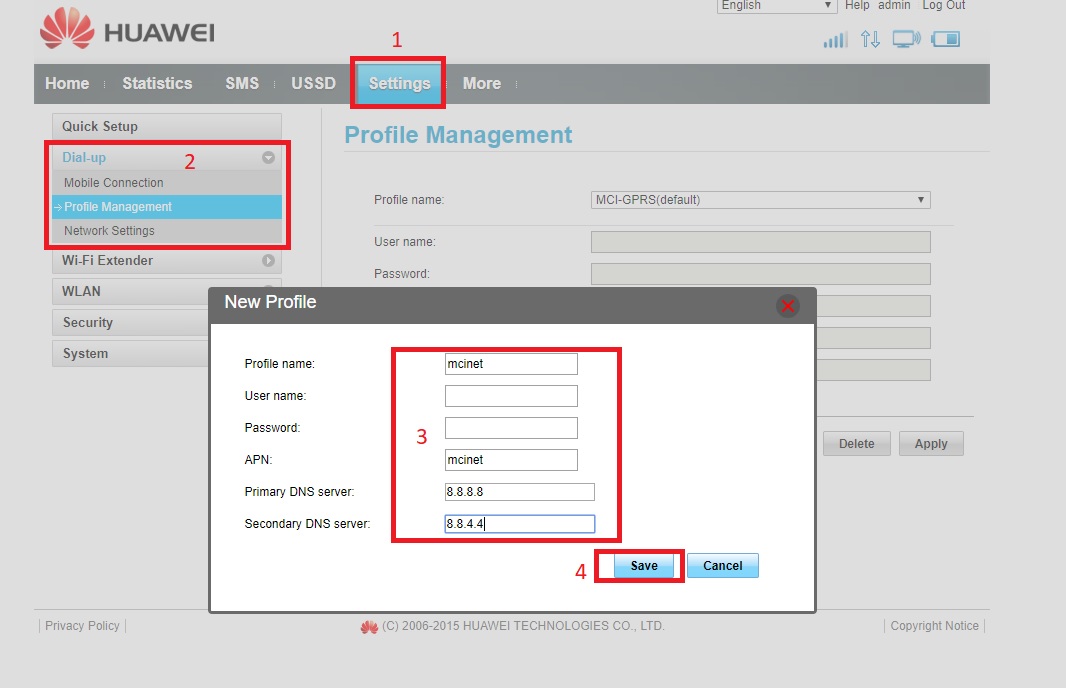 Изменить dns в роутере huawei